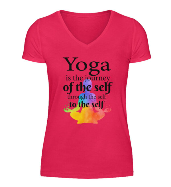 Yoga is the journey of the self through the self to the self - V-Neck Damenshirt-1610