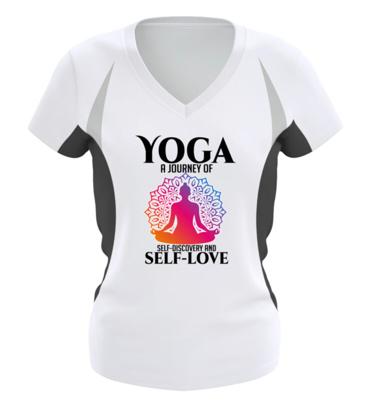 Yoga a journey of self-discovery and self-love  – Frauen Laufshirt tailliert geschnitten