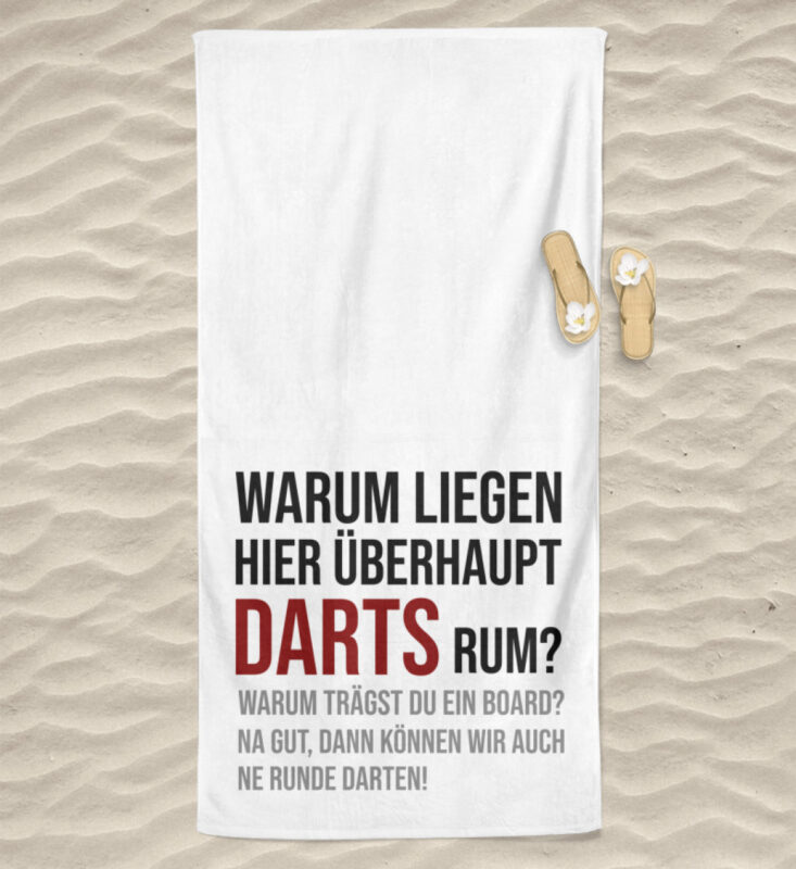 Warum liegen hier Darts rum – High quality beach towel