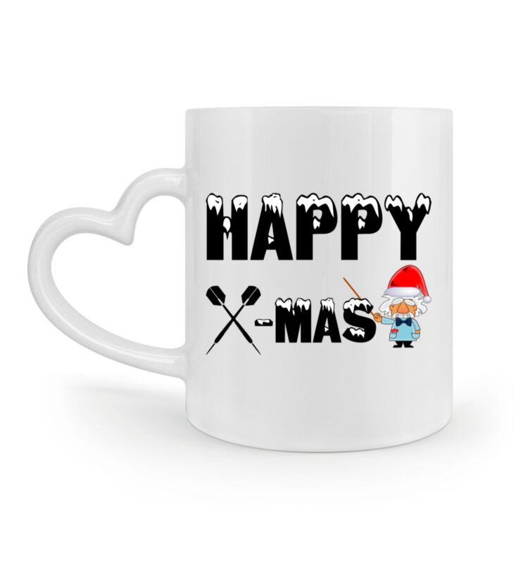 Happy DartMas  – Herzhenkel Tasse