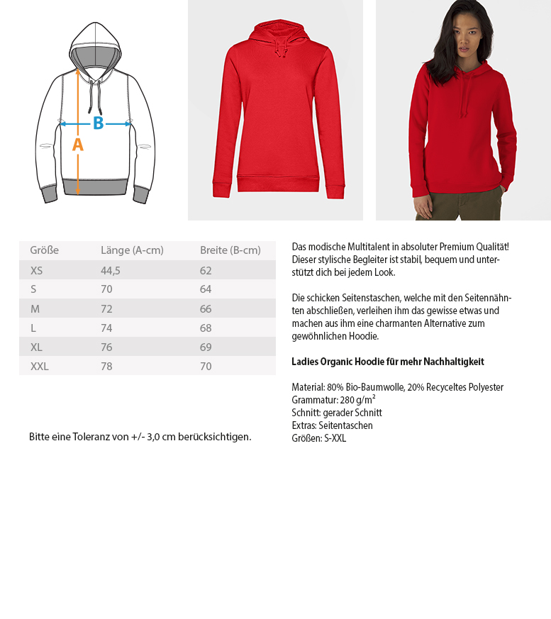 tach & tschüss - dat glühend Herzken - Damen Organic Hoodie B&C - div. Farben – Bild 9