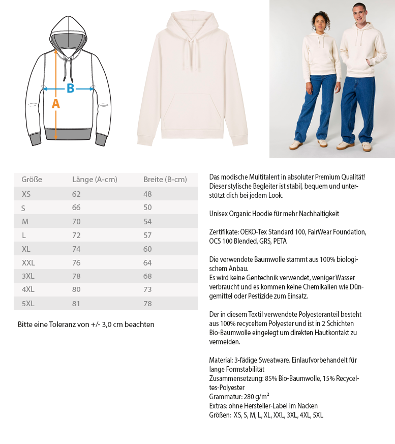 tach & tschüss - dat glühend Herzken - Unisex Organic Hoodie 2.0 ST/ST - div. Farben – Bild 22