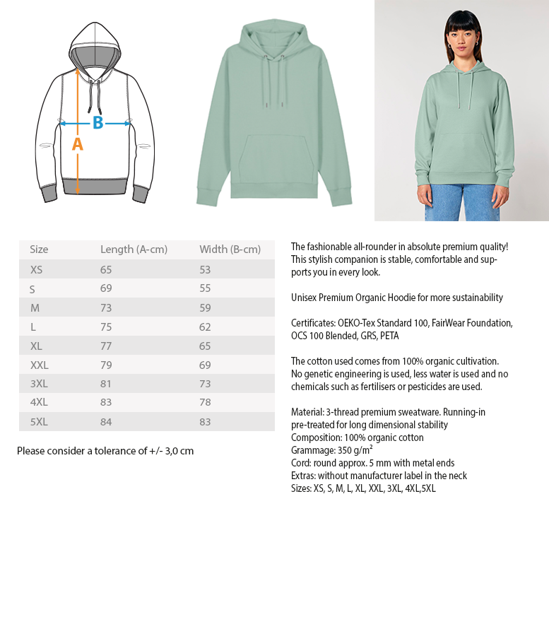 tach & tschüss - dat glühend Herzken - Unisex Organic Hoodie 2.0 ST/ST - div. Farben – Bild 21