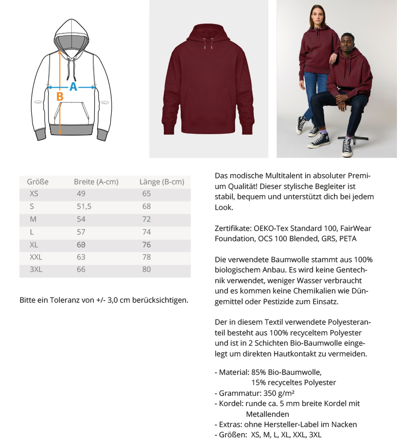 tach & tschüss - dat glühend Herzken - Unisex Oversized Organic Hoodie - div. Farben – Bild 9