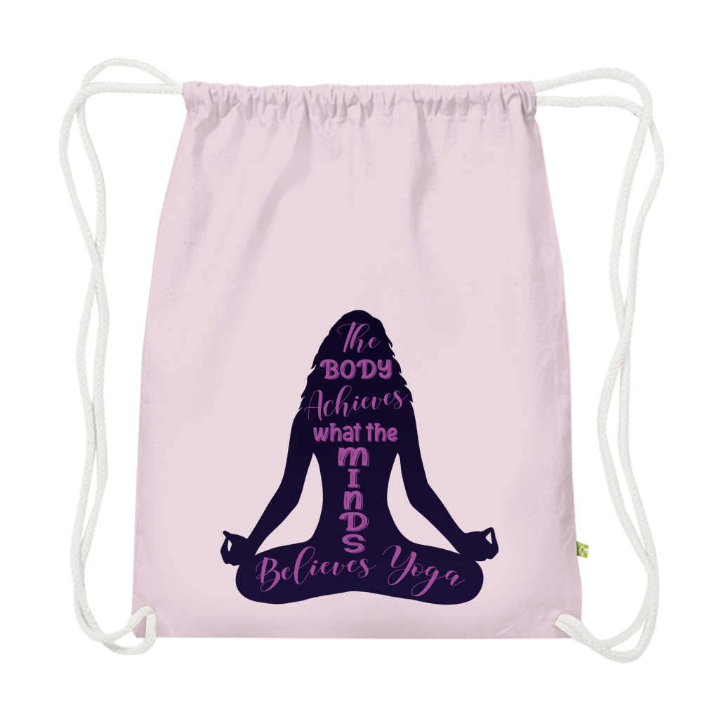 body achieves mind believes yoga - Premium Bio Turnbeutel