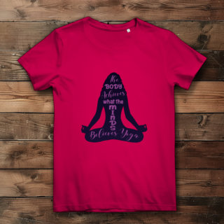 body achieves mind believes yoga - Damen Premium Bio T-Shirt