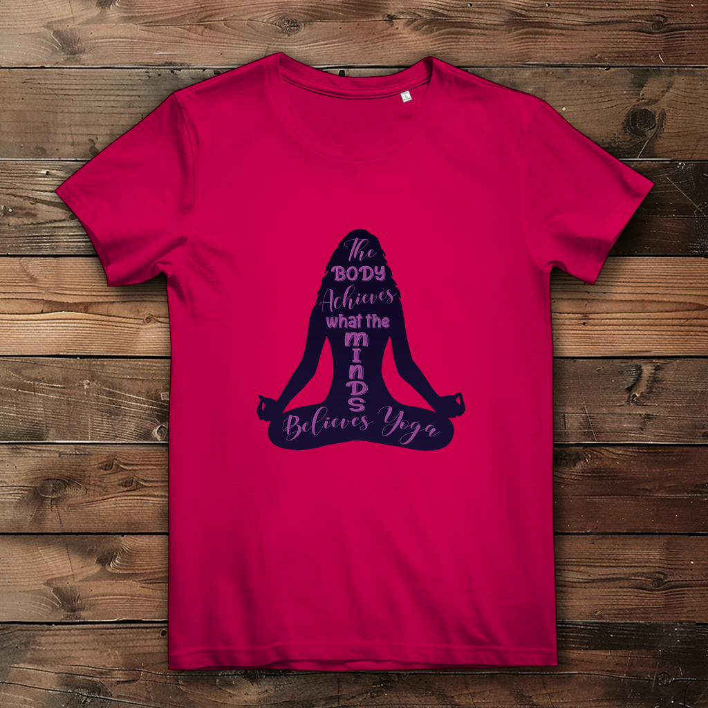body achieves mind believes yoga - Damen Premium Bio T-Shirt