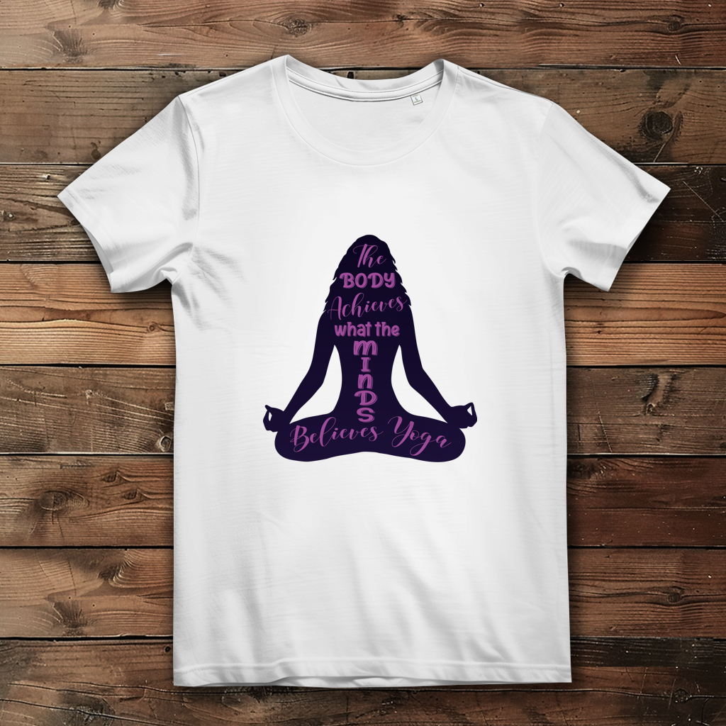 body achieves mind believes yoga - Damen Premium Bio T-Shirt – Bild 5